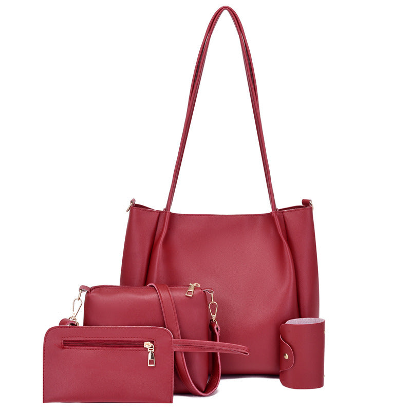 Wholesale PU Simple Four Piece Set Mother Bag